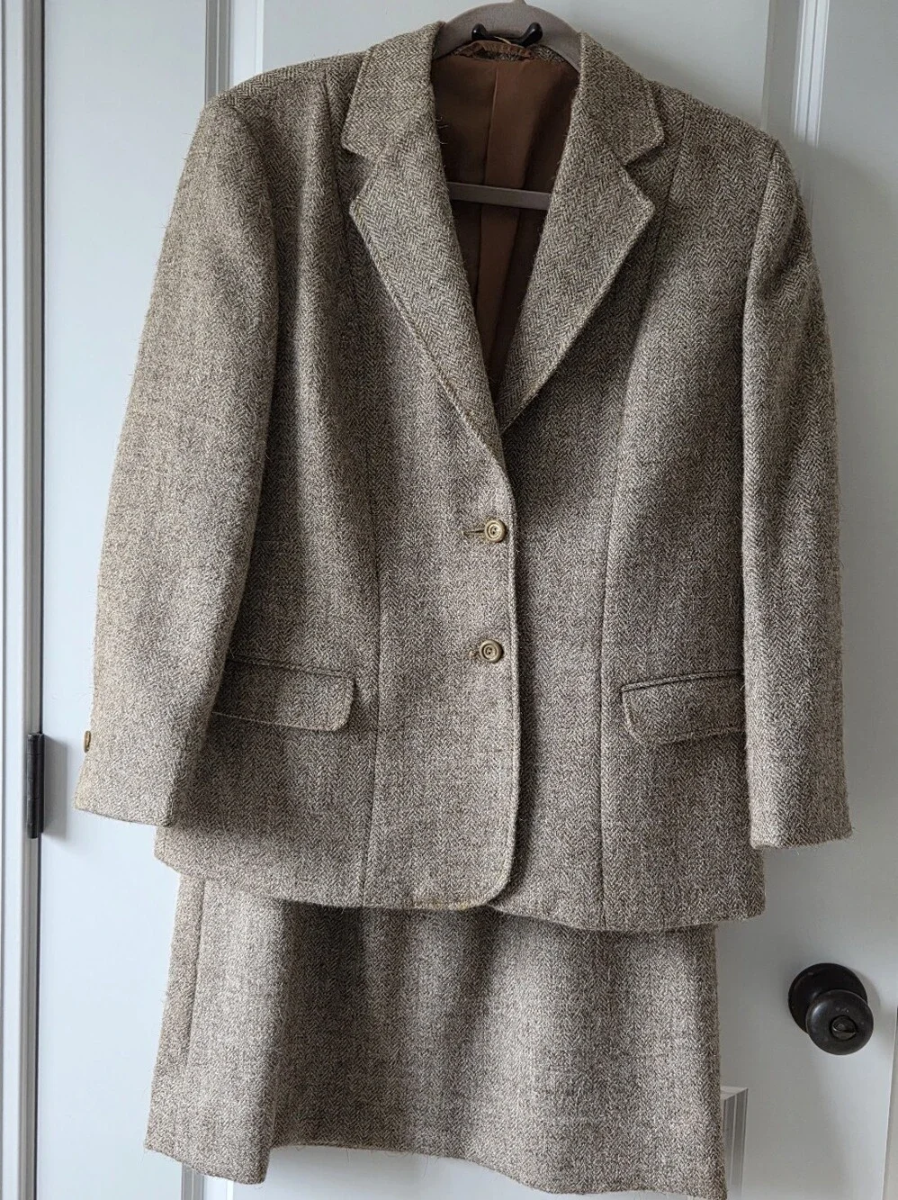 Duckenfield's Herdwick Wool Tweed Skirt Suit -Great Britain, Neutral Brown